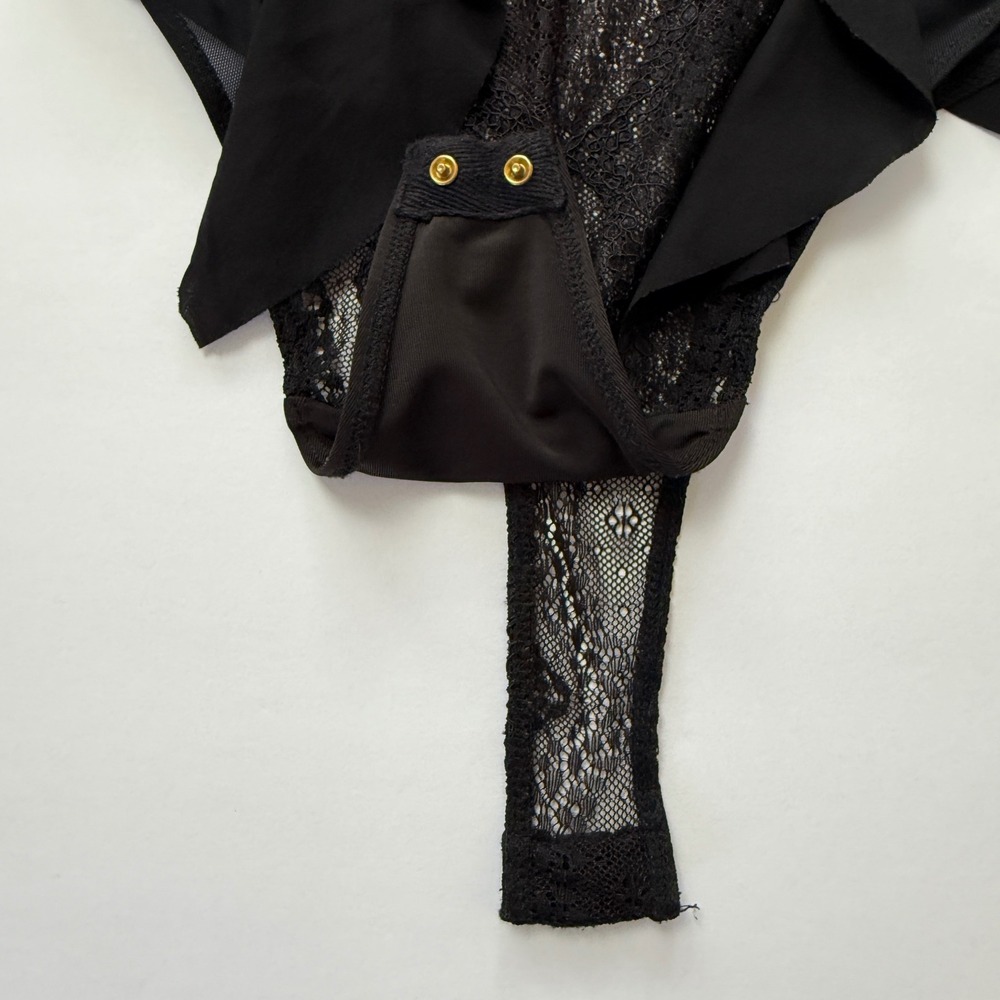 For Love & Lemons Lace Ruffle Keyhole Long Sleeve Bodysuit Size S Whimsigoth - Picture 8 of 10